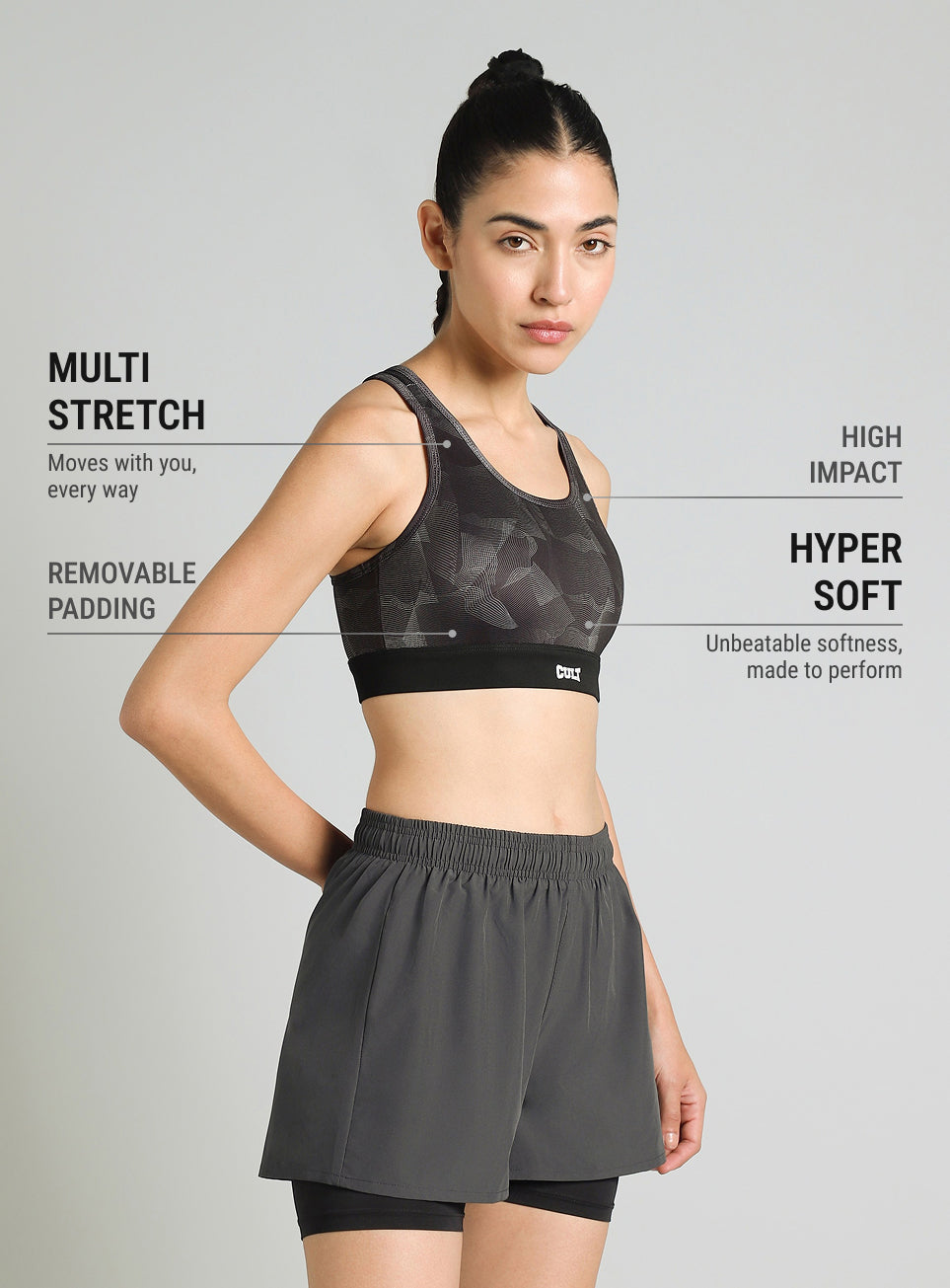 Women's Black True Black Combat High Support Bra