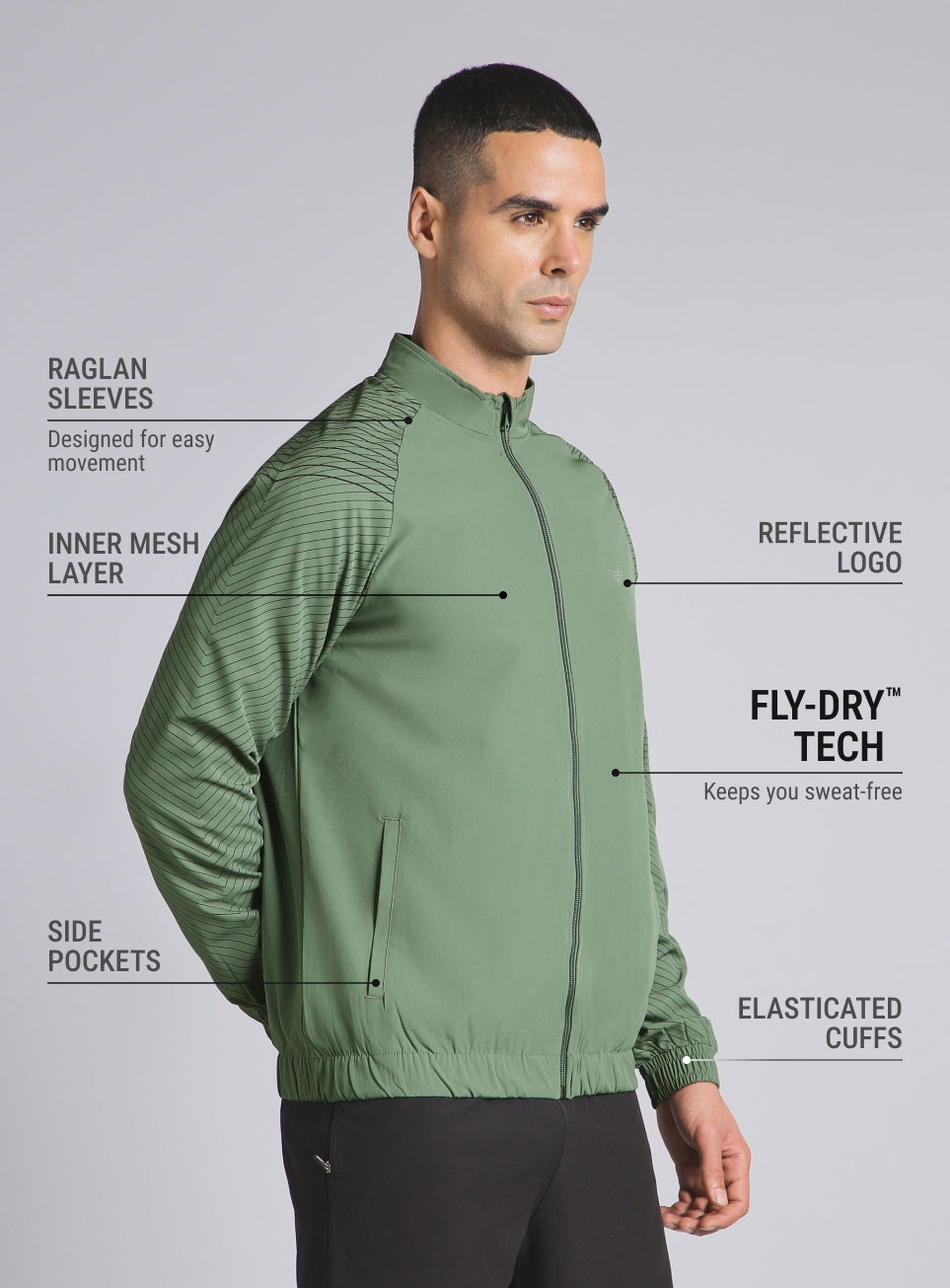 Men's Olive Energy Map Printed Lightweight Jacket