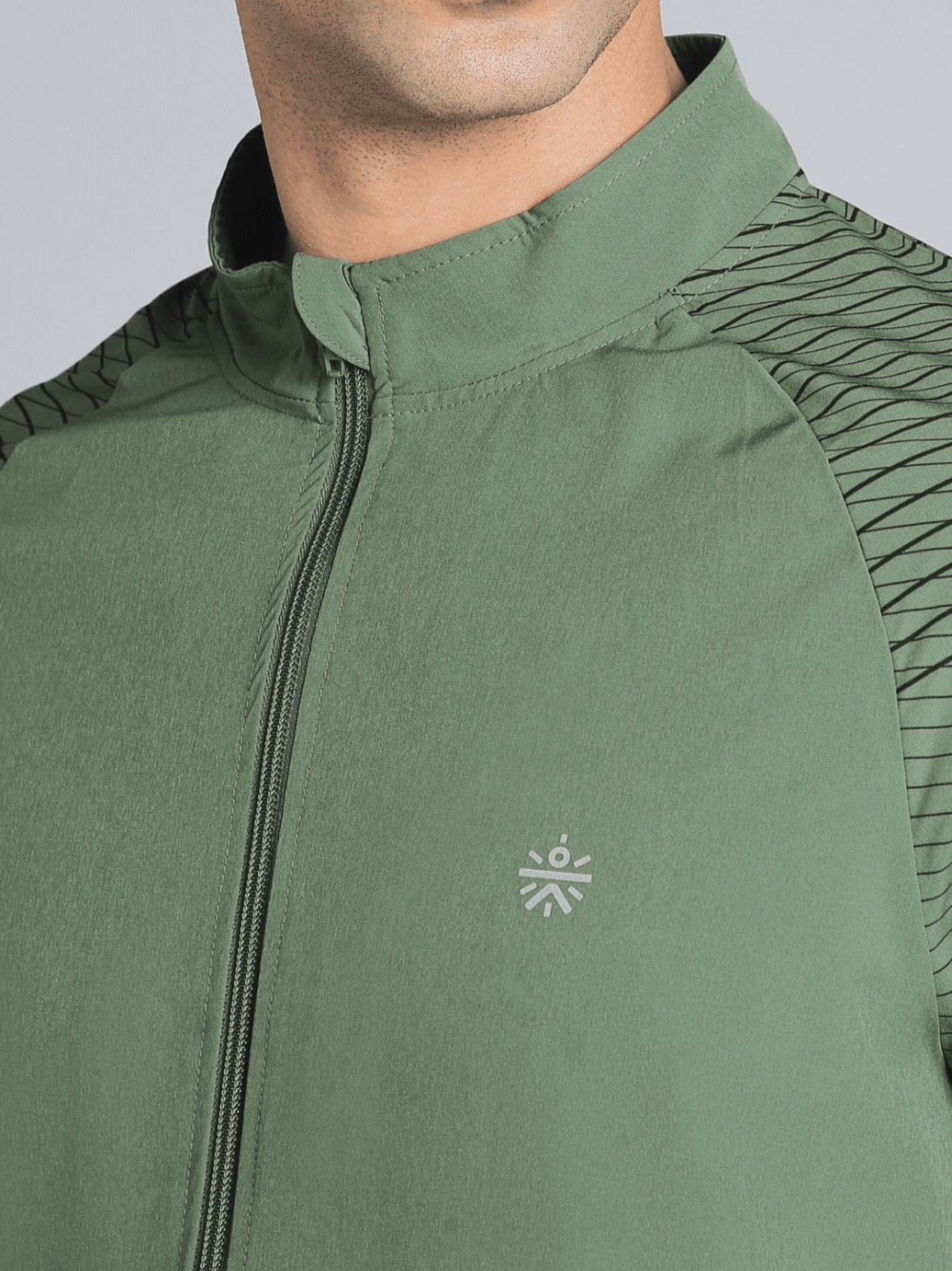 Men's Olive Energy Map Printed Lightweight Jacket