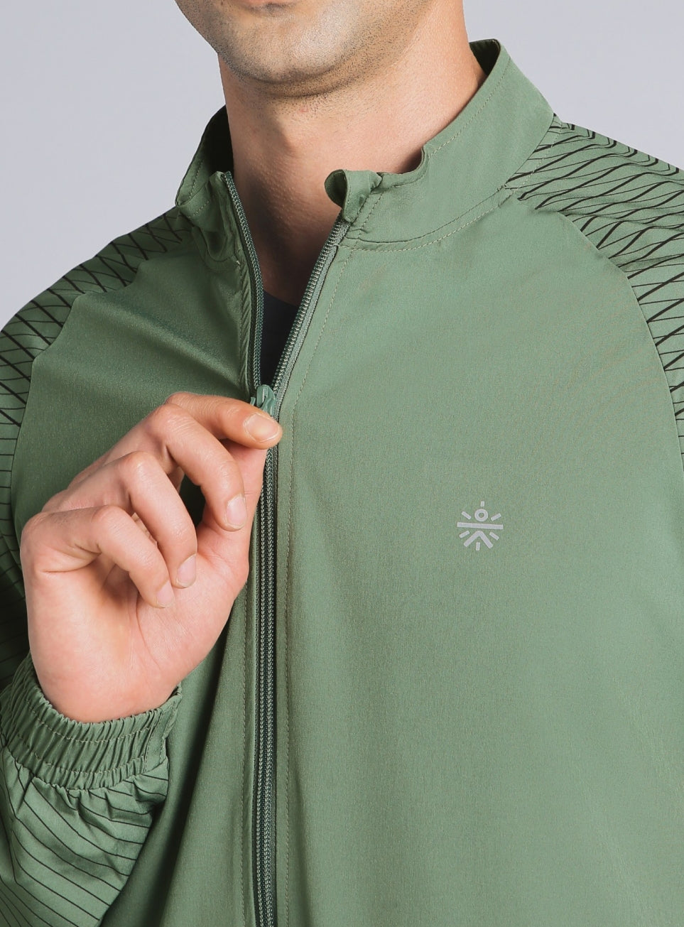Men's Olive Energy Map Printed Lightweight Jacket