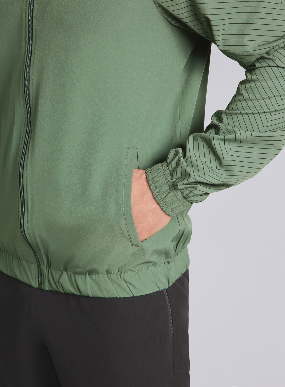 Men's Olive Energy Map Printed Lightweight Jacket