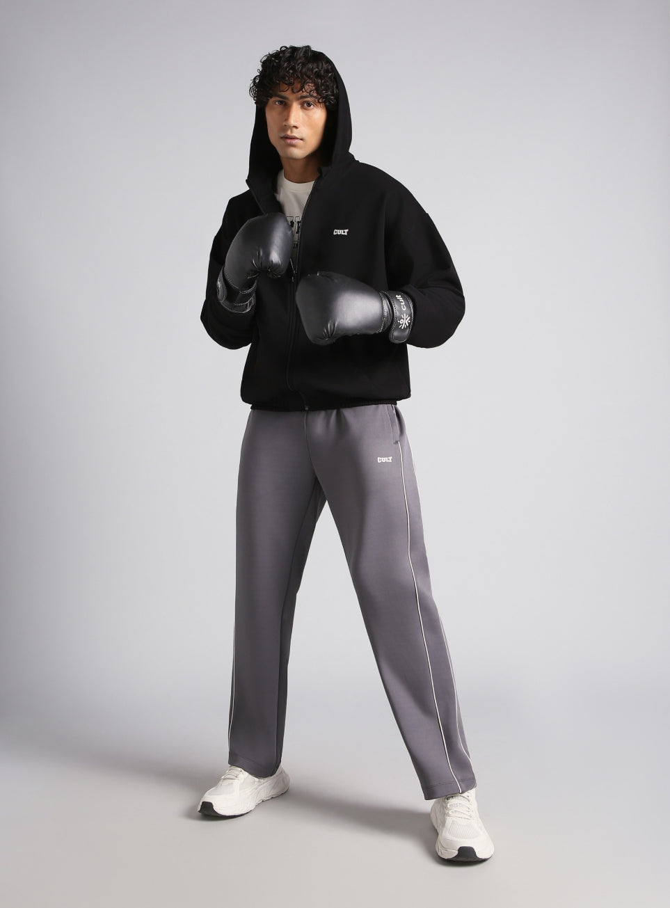 Men's Black Combat Training Relaxed Fit Hooded Jacket