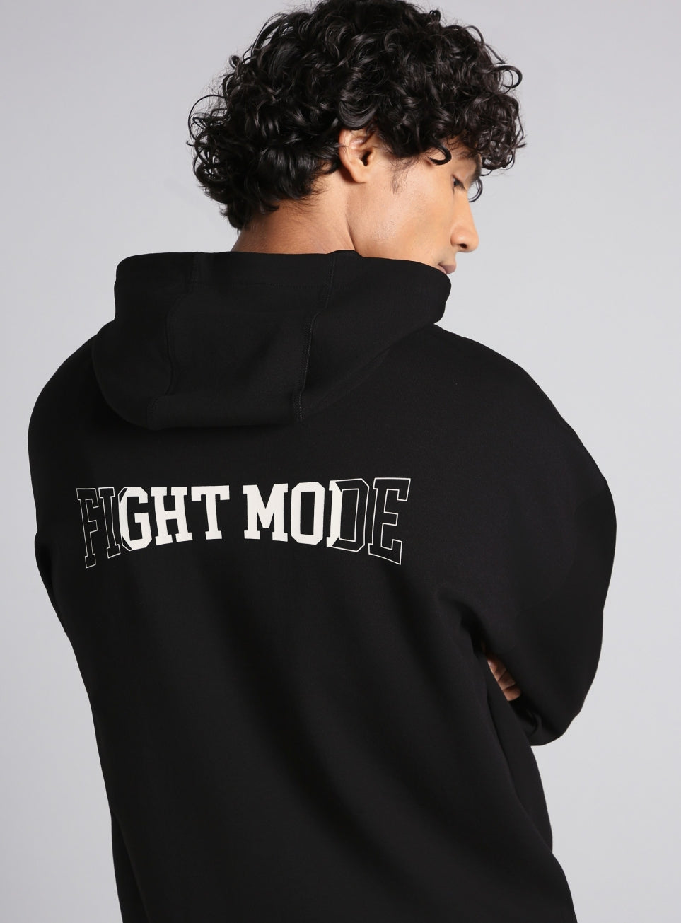 Men's Black Combat Training Relaxed Fit Hooded Jacket