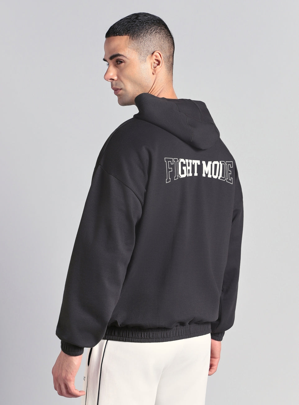 Men's Grey Combat Training Relaxed Fit Hooded Jacket