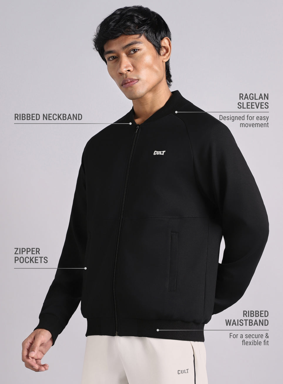 Men's Black Combet Training Bomber Jacket