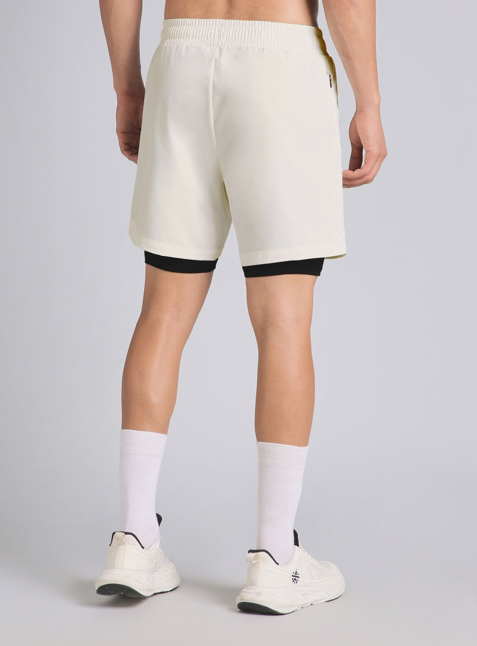 Men's White Combat Training Shorts with Inbuilt Tights