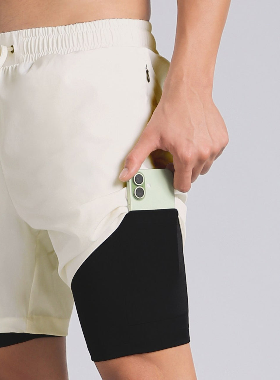 Men's White Combat Training Shorts with Inbuilt Tights
