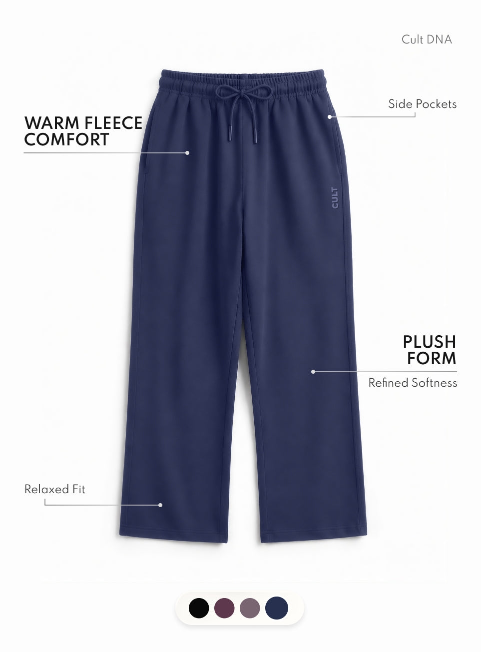 Men's Navy Luxe Fleece Relaxed Fit Trackpants