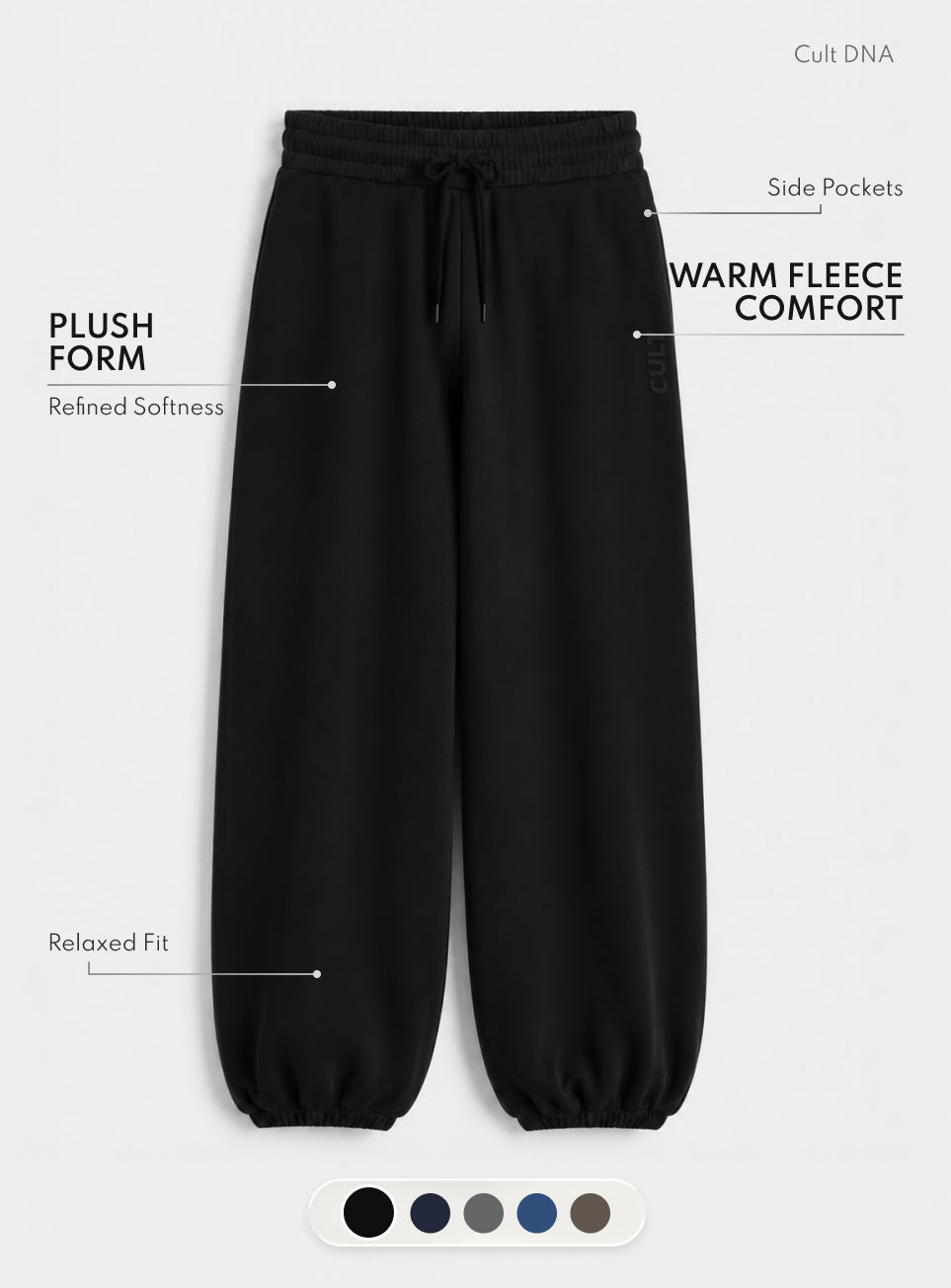 Women's Black Luxe Fleece Relaxed Fit Joggers