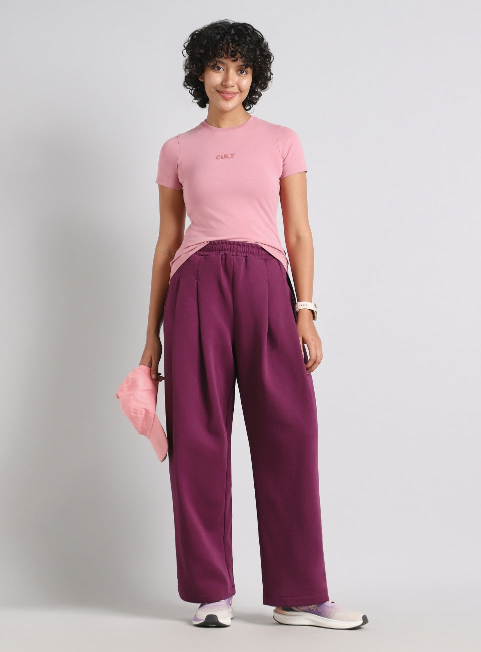 Women's Plum Motion Lab Pleated Loose Fit Trackpants