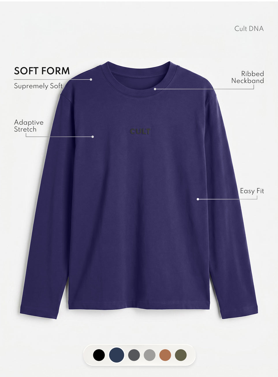 Men's Navy Essential Regular Fit Full Sleeve T-shirt
