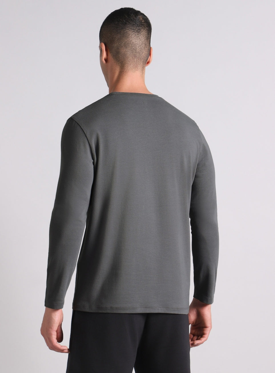 Men's Dark Grey Essential Regular Fit Full Sleeve T-shirt
