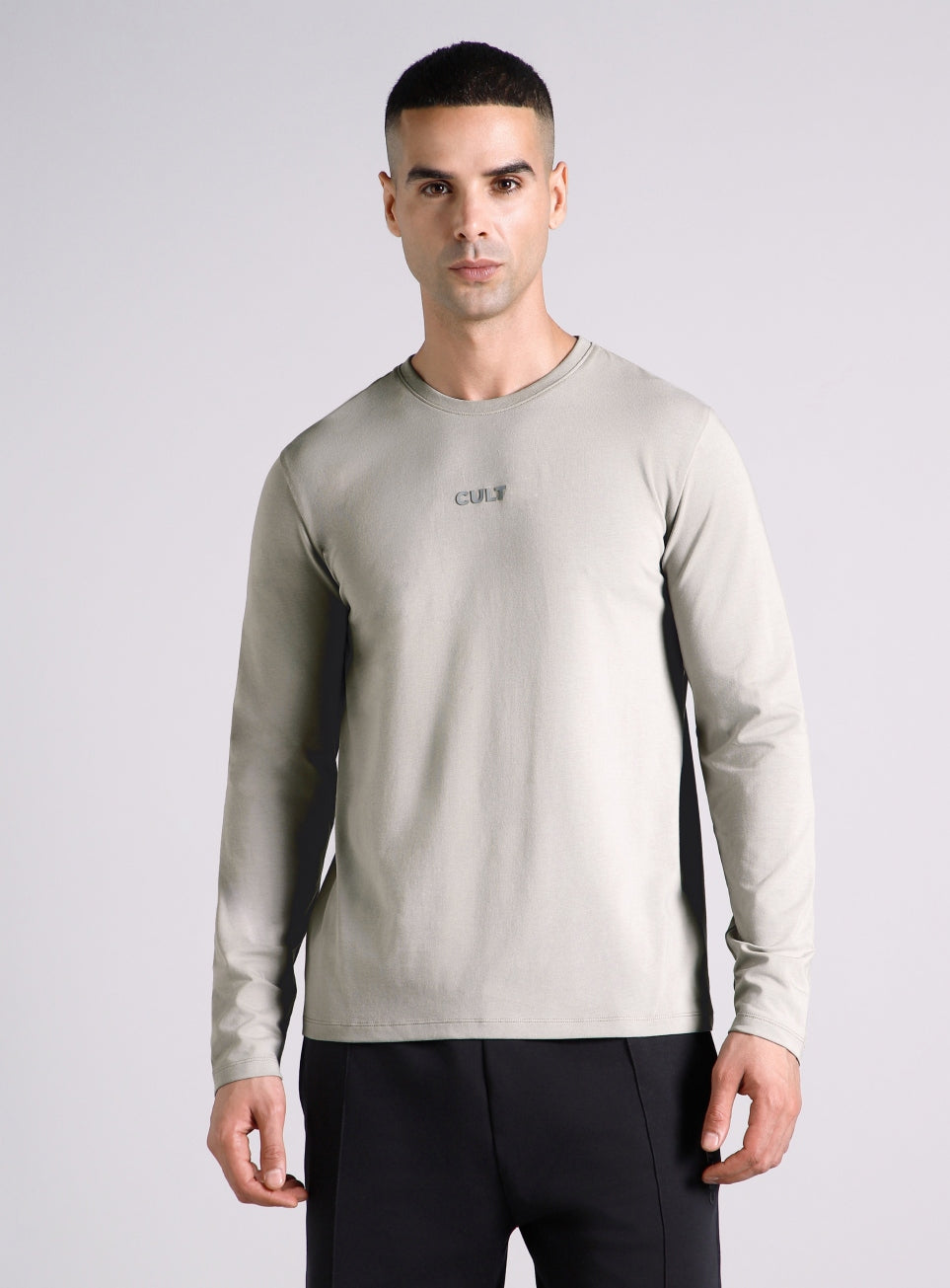 Men's Grey Essential Regular Fit Full Sleeve T-shirt