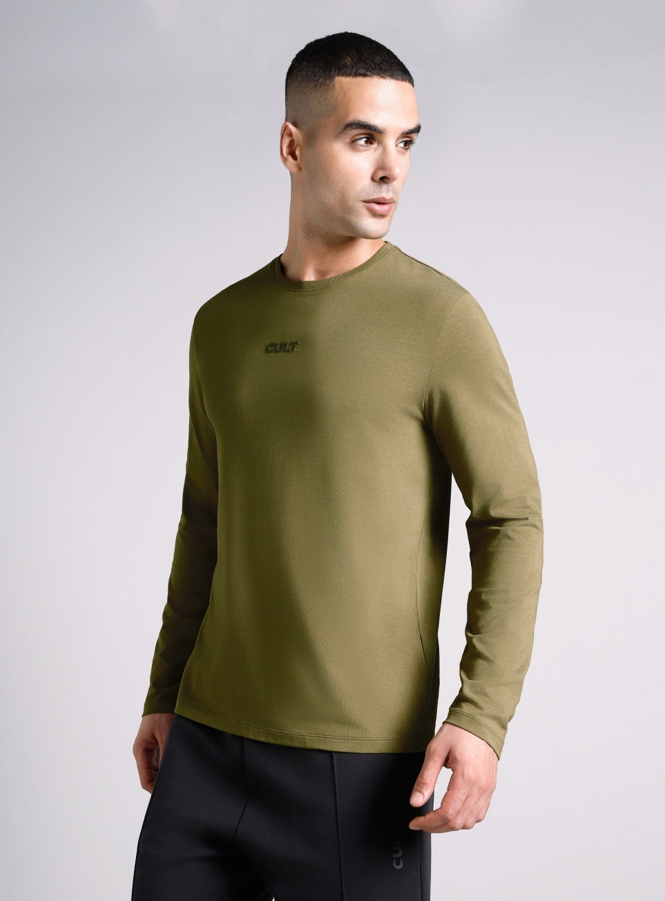 Men's Olive Essential Regular Fit Full Sleeve T-shirt
