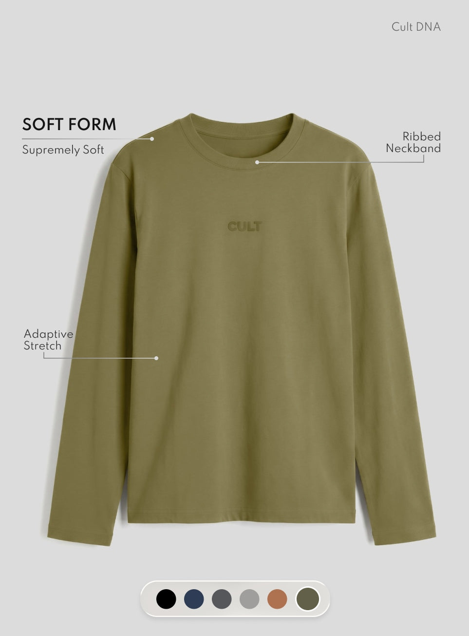 Men's Olive Essential Regular Fit Full Sleeve T-shirt