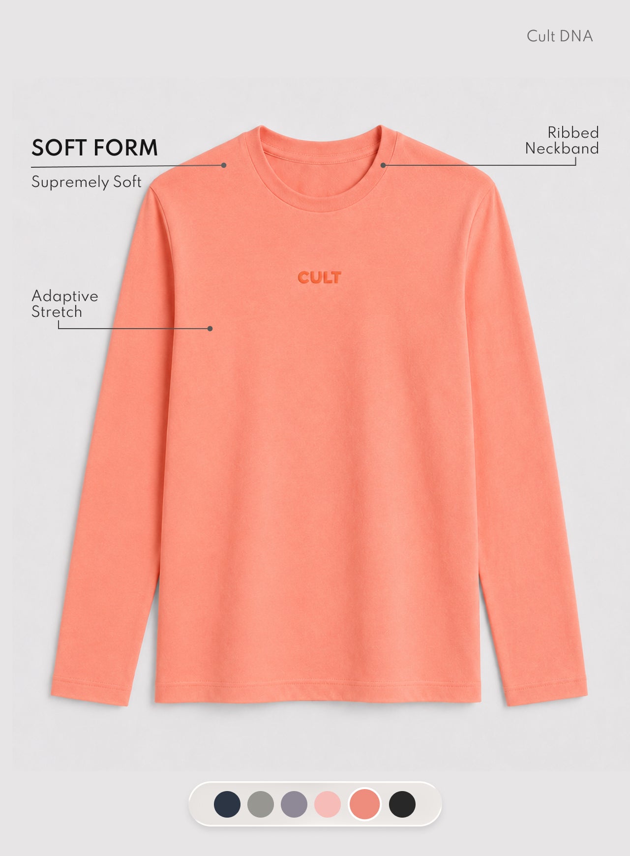 Women's Coral Soft Form Classic Full Sleeves T-shirt