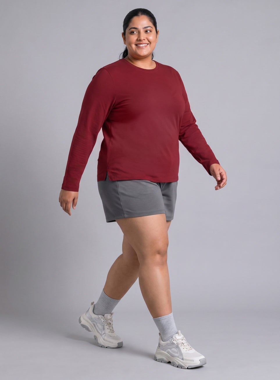 Women's Red Full sleeve Plus Size T-shirt