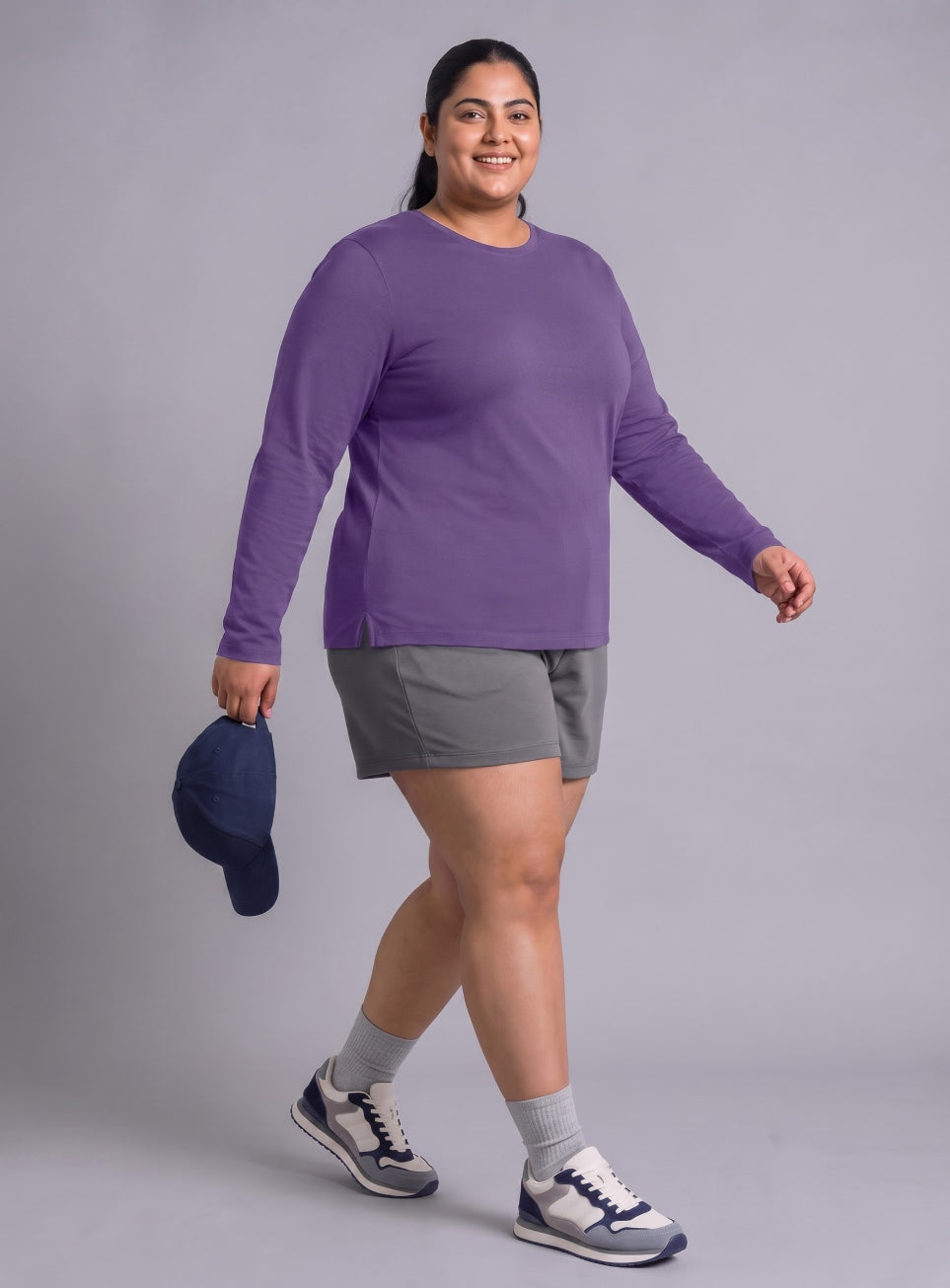Women's Purple Full sleeve Plus Size T-shirt