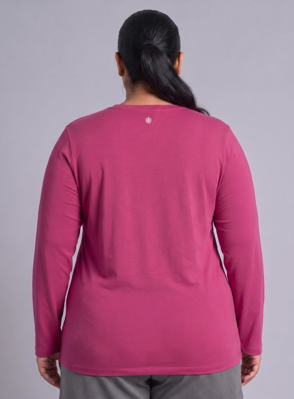 Women's Pink Full sleeve Plus Size T-shirt