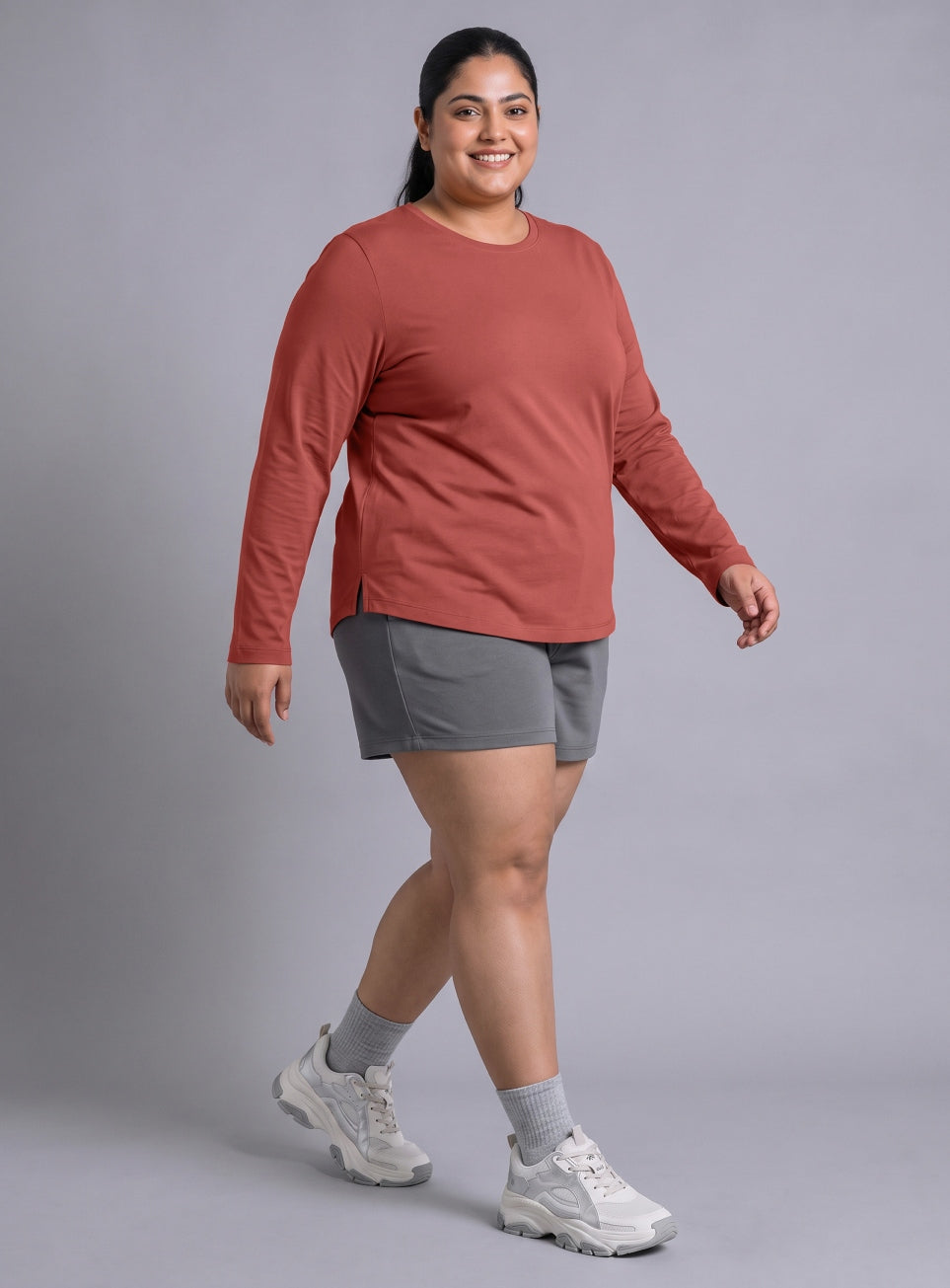 Women's Rust Full sleeve Plus Size T-shirt