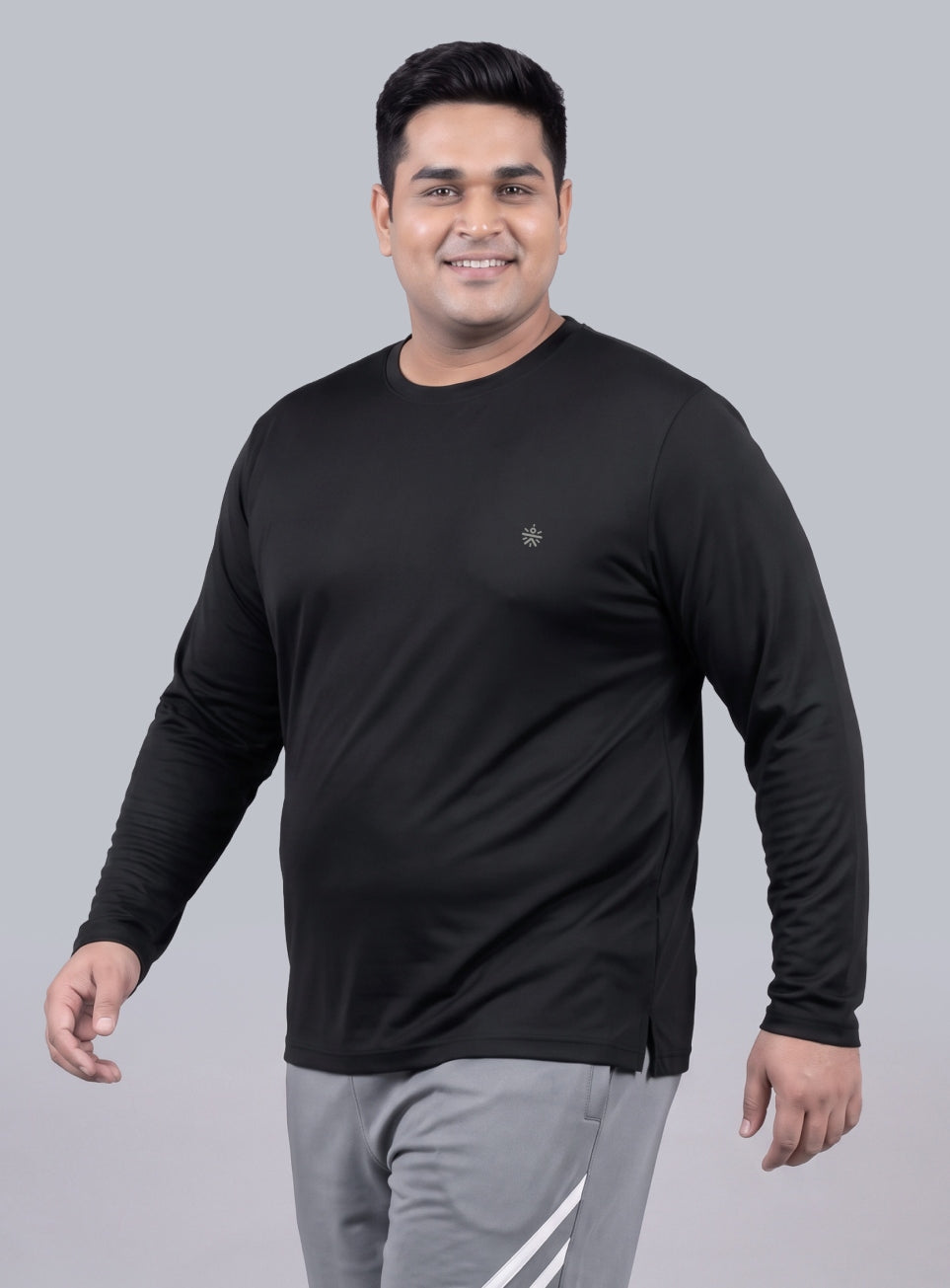 Men's Black Cult Play Solid Sleeve Plus Size T-shirt