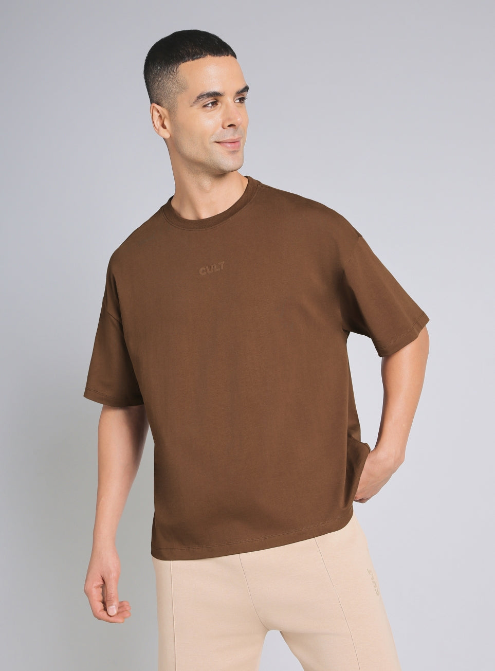 Men's Brown Soft Form Oversized T-shirt
