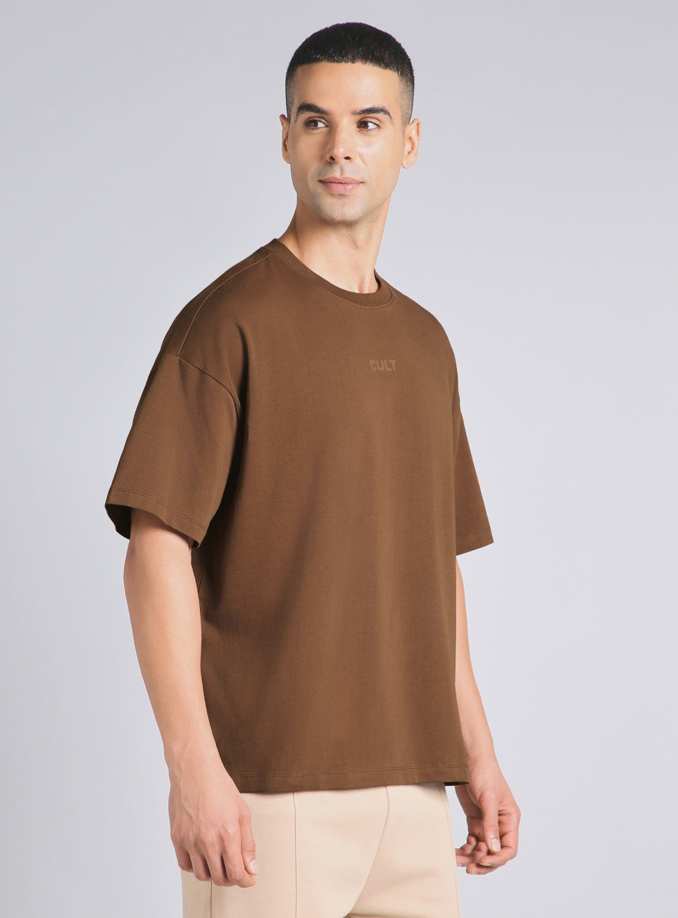 Men's Brown Soft Form Oversized T-shirt
