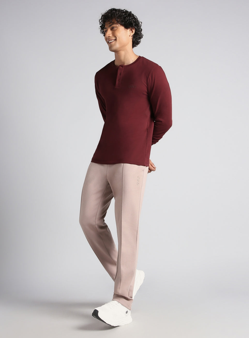 Men's Maroon Soft Form Full Sleeve Henley T-shirt