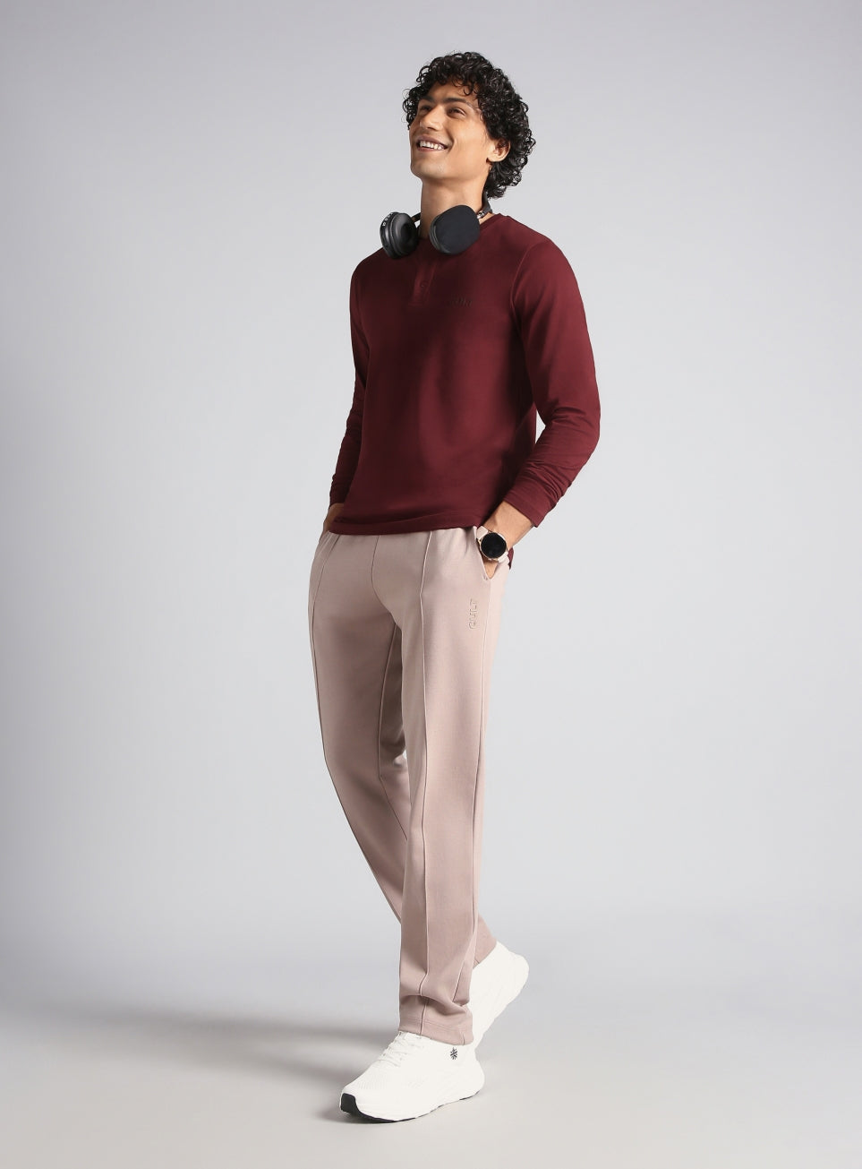 Men's Maroon Soft Form Full Sleeve Henley T-shirt