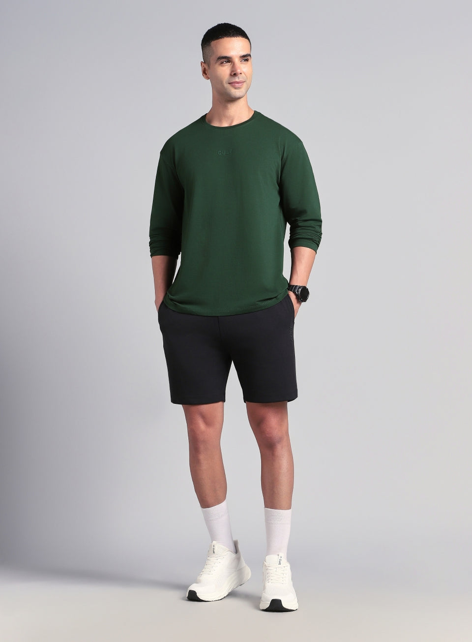 Men's Green Soft Form Full Sleeve Comfort T-shirt