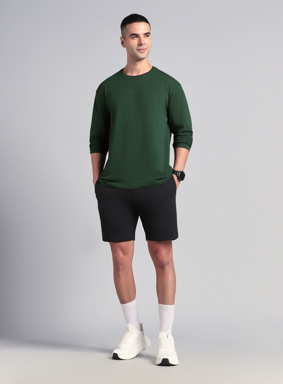Men's Green Soft Form Full Sleeve Comfort T-shirt