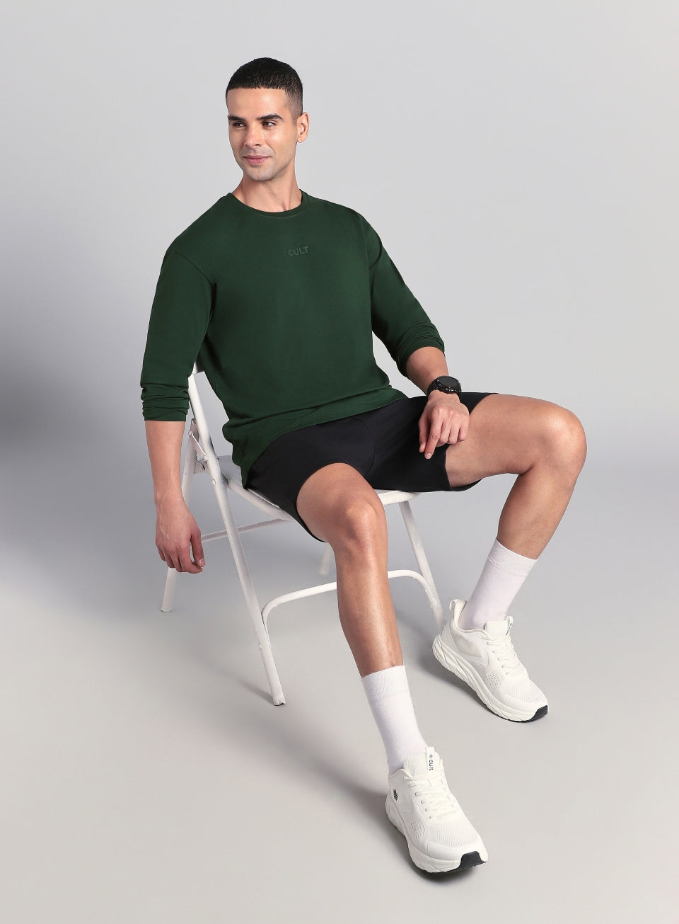 Men's Green Soft Form Full Sleeve Comfort T-shirt