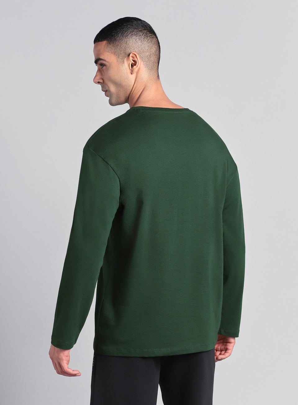 Men's Green Soft Form Full Sleeve Comfort T-shirt