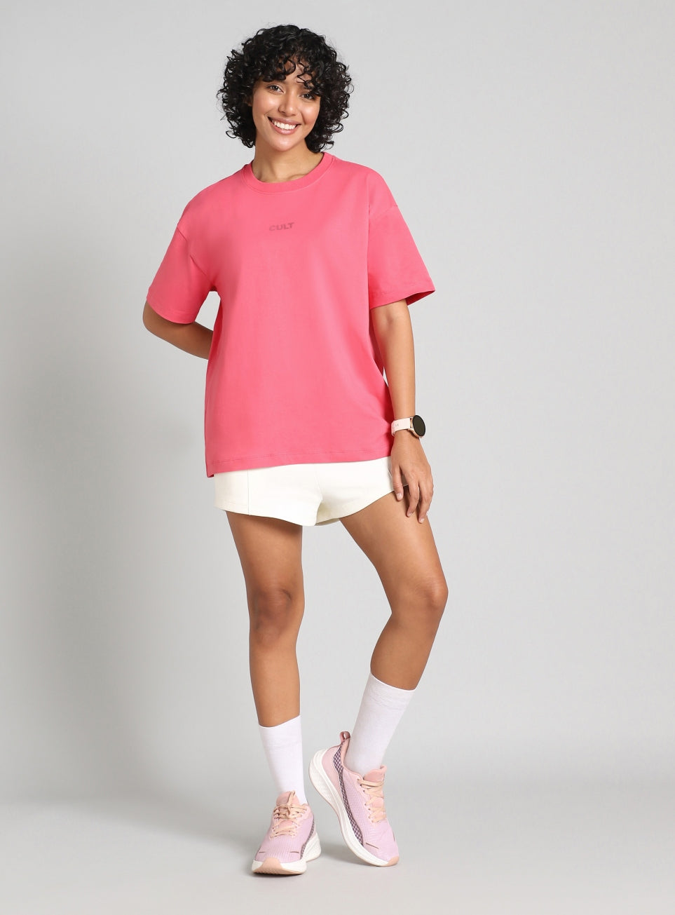 Women's Pink Soft Form Oversized Comfort T-shirt