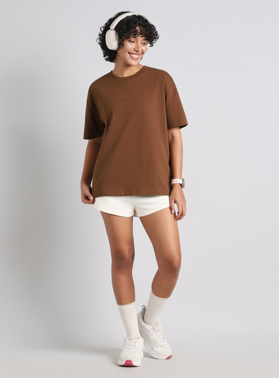 Women's Brown Soft Form Oversized Comfort T-shirt