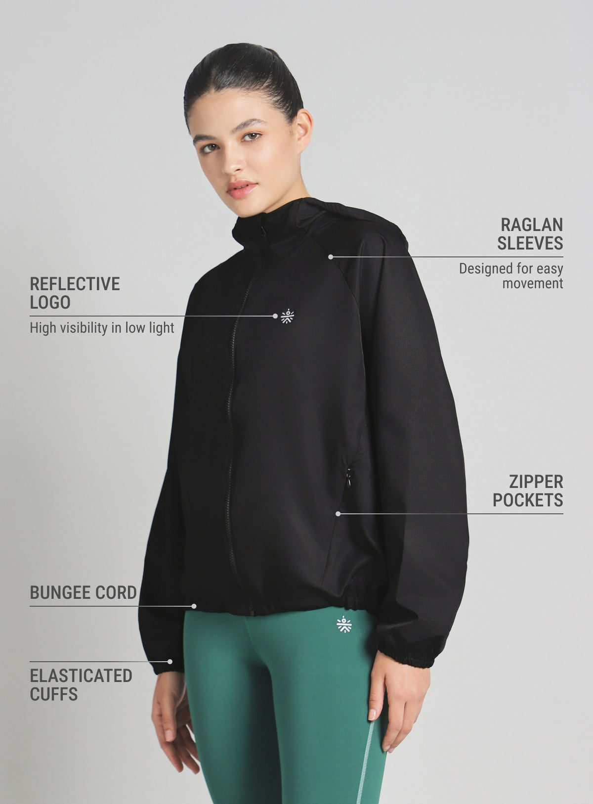 Women's Black Daily Run Packable Windcheater