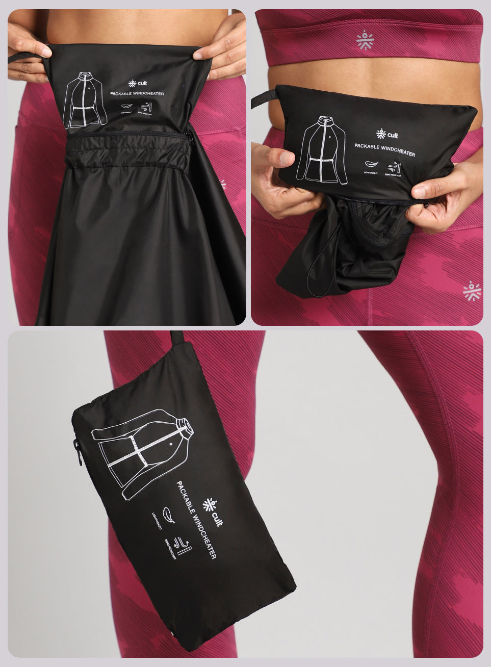 Women's Black Runner's Essential Packable Lightweight Jacket