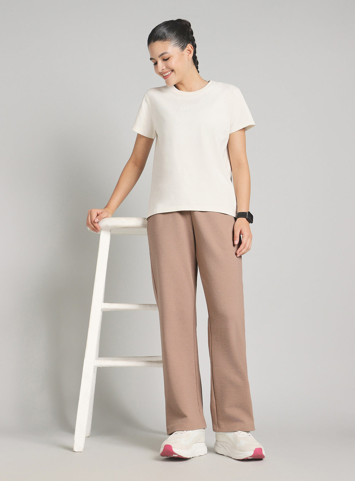 Women's Beige Plush Classic Trackpants