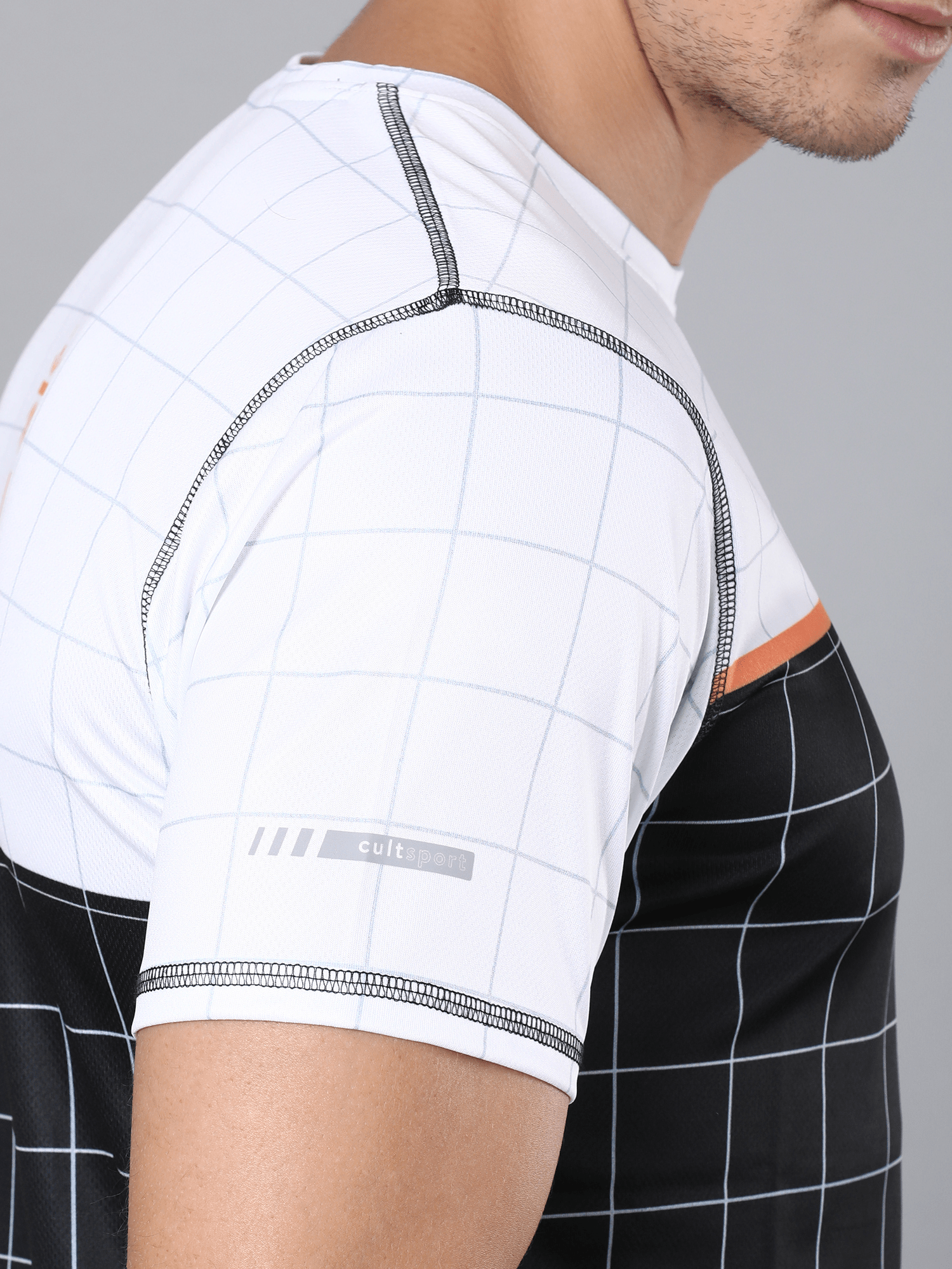 Signature Grid White Black Workout Tee