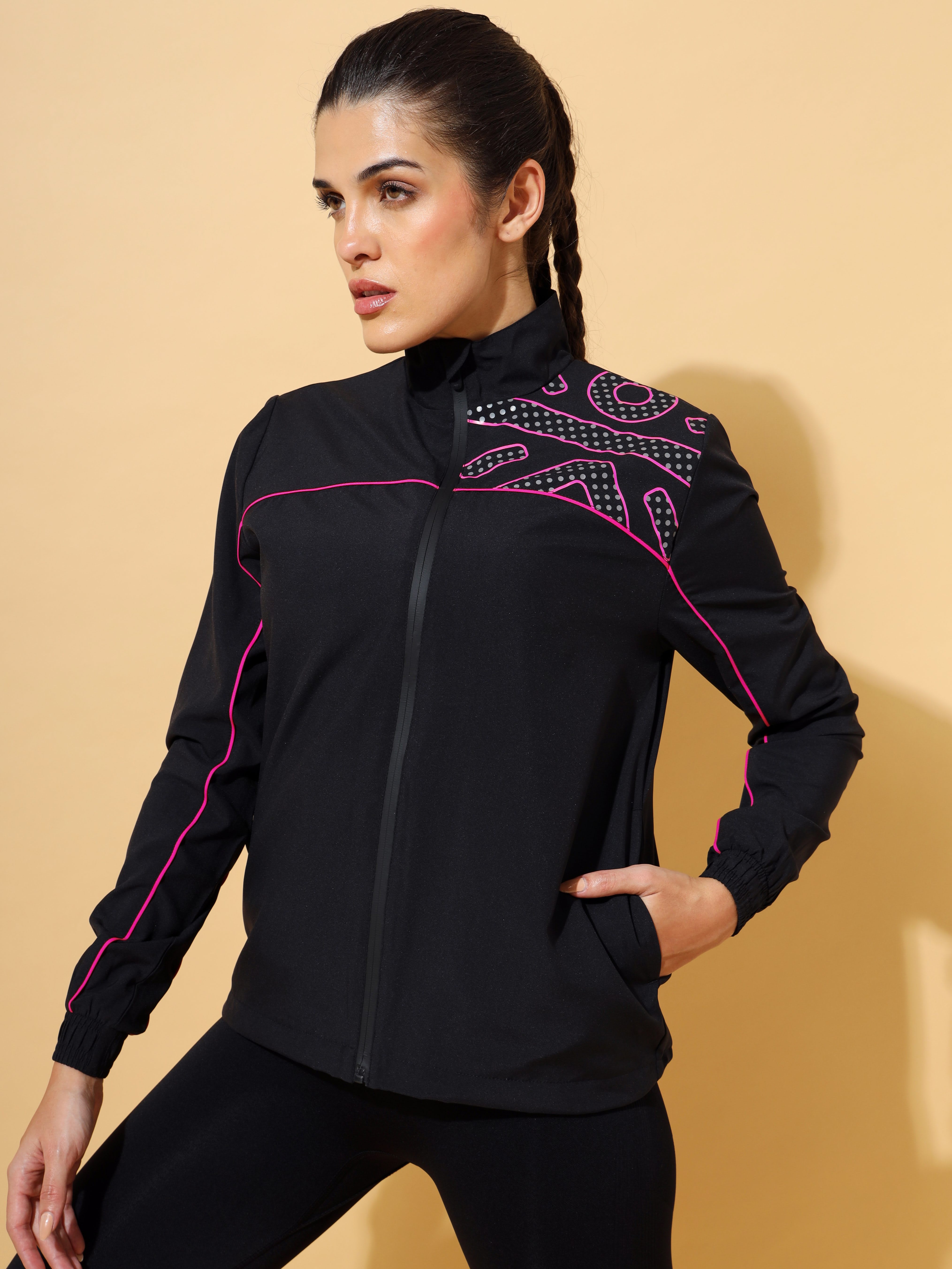Active Zip Through Jacket with Contrast Piping