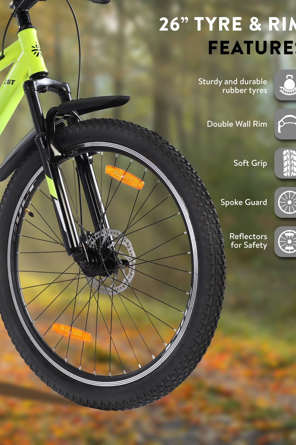 DAUNTLESS26TGREENBLUE Steel Single Speed 26 inch Mountain Cycle, Dual Disc Brake, Front Suspension, Double Wall Rim