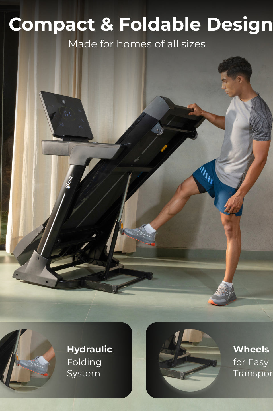 Cult SmartStrideElite Brushless AC Motor (8HP Peak) Treadmill | Max Weight: 150kg | 20 Level Auto Incline (with 6 months extended warranty)