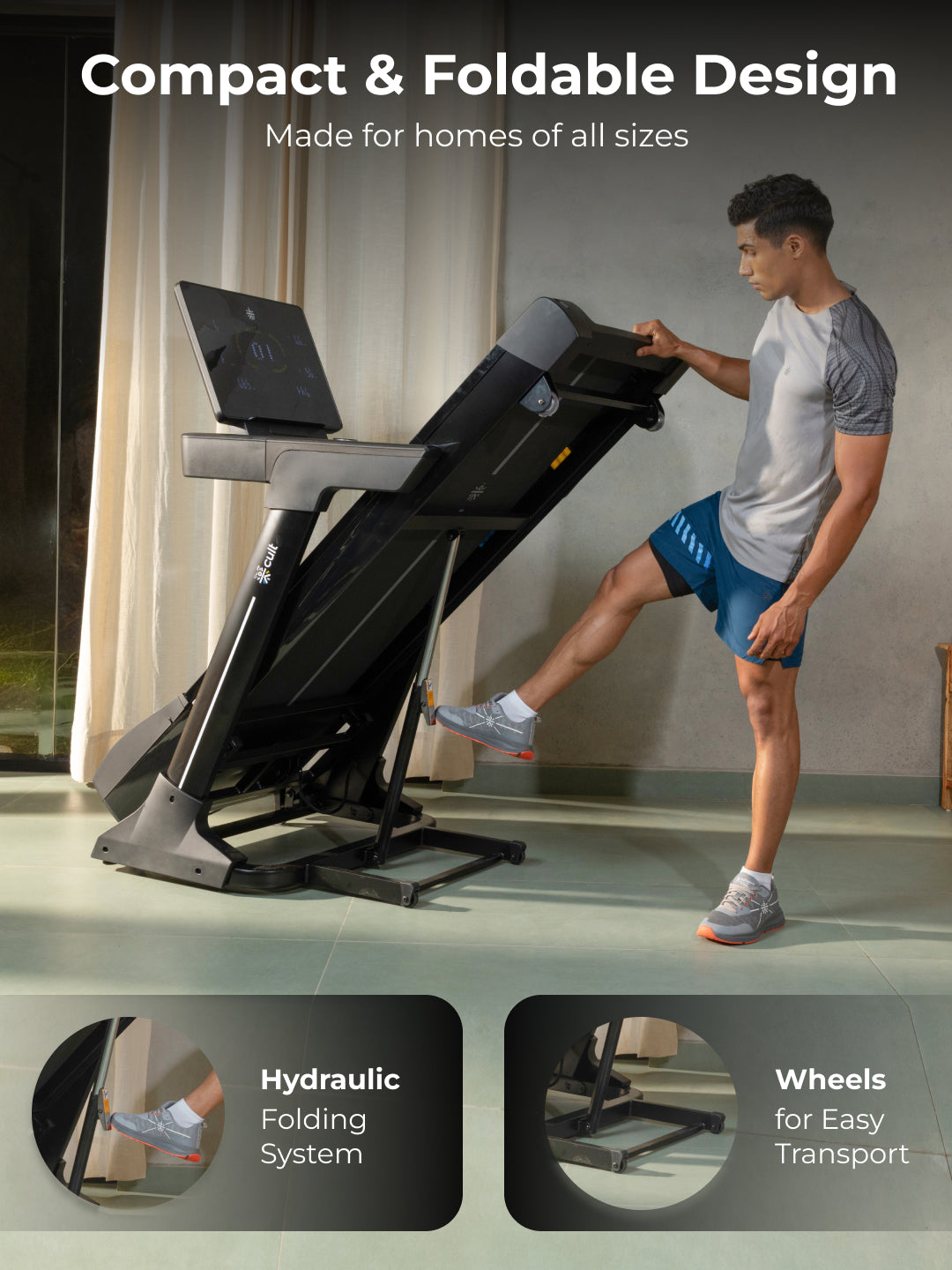 Cult SmartStrideElite Brushless BLDC-AC Motor (8HP Peak) Treadmill | Max Weight: 150kg | 20 Level Auto Incline (with 6 months extended warranty)