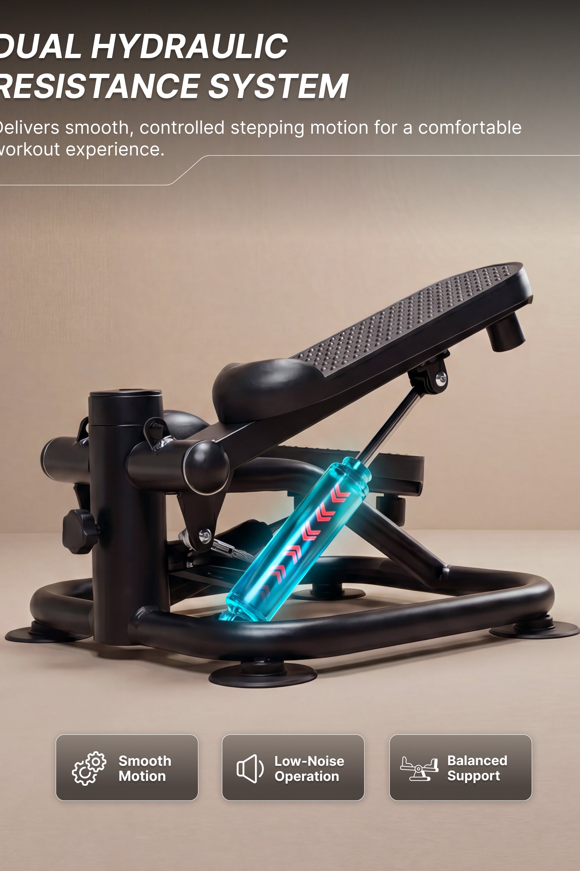 Fikit by Cult Mini Stepper with Handle | Anti-Slip Wide Pedals | Versatile Home Exercise Machine | Sturdy Design | Compact for Home Workout - Black