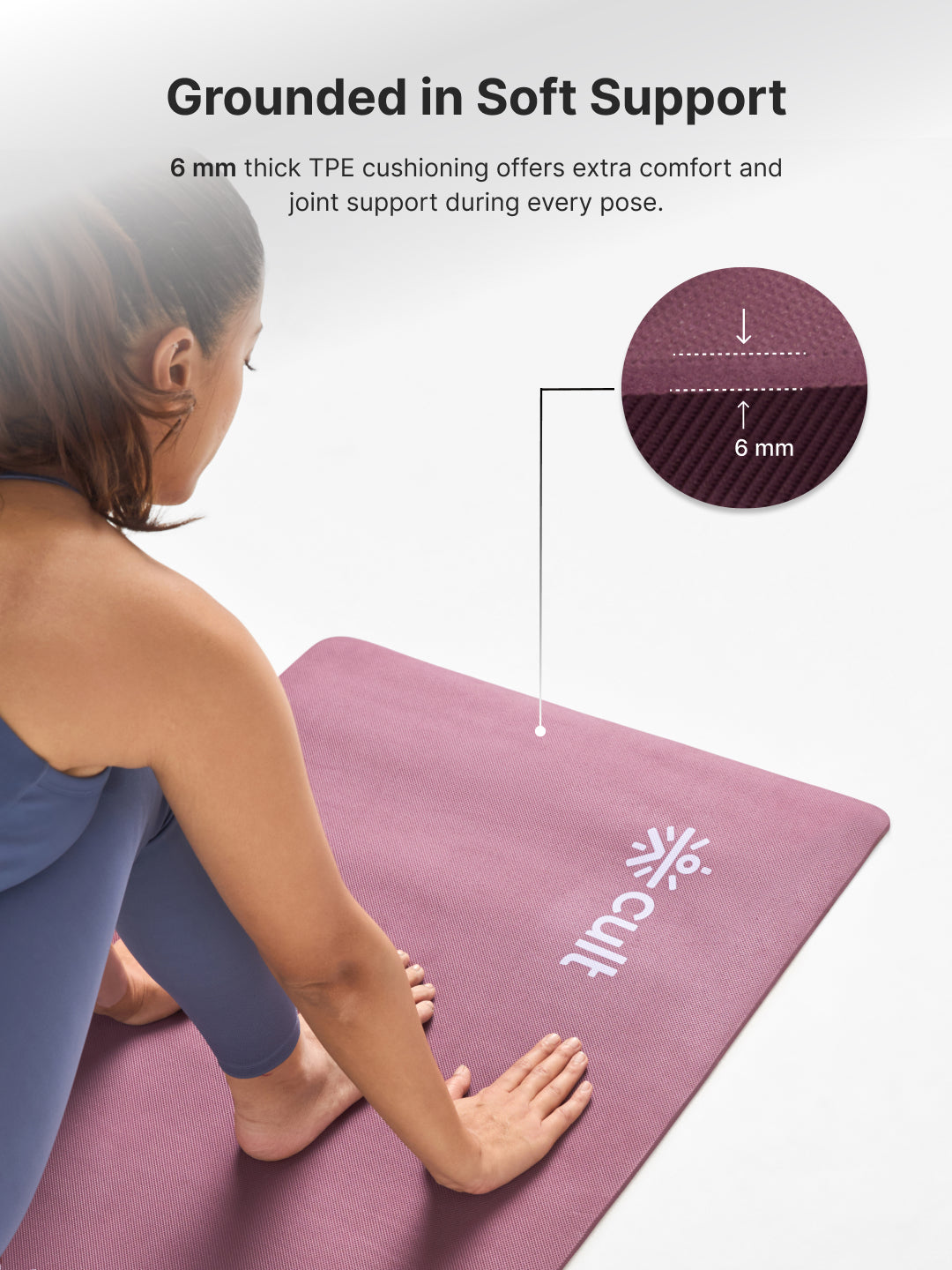 cult Aroma Infused TPE Yoga Mat 6 mm Anti Skid Non Slip Exercise Mat with Carry Bag for Yoga Workout Gym Wine
