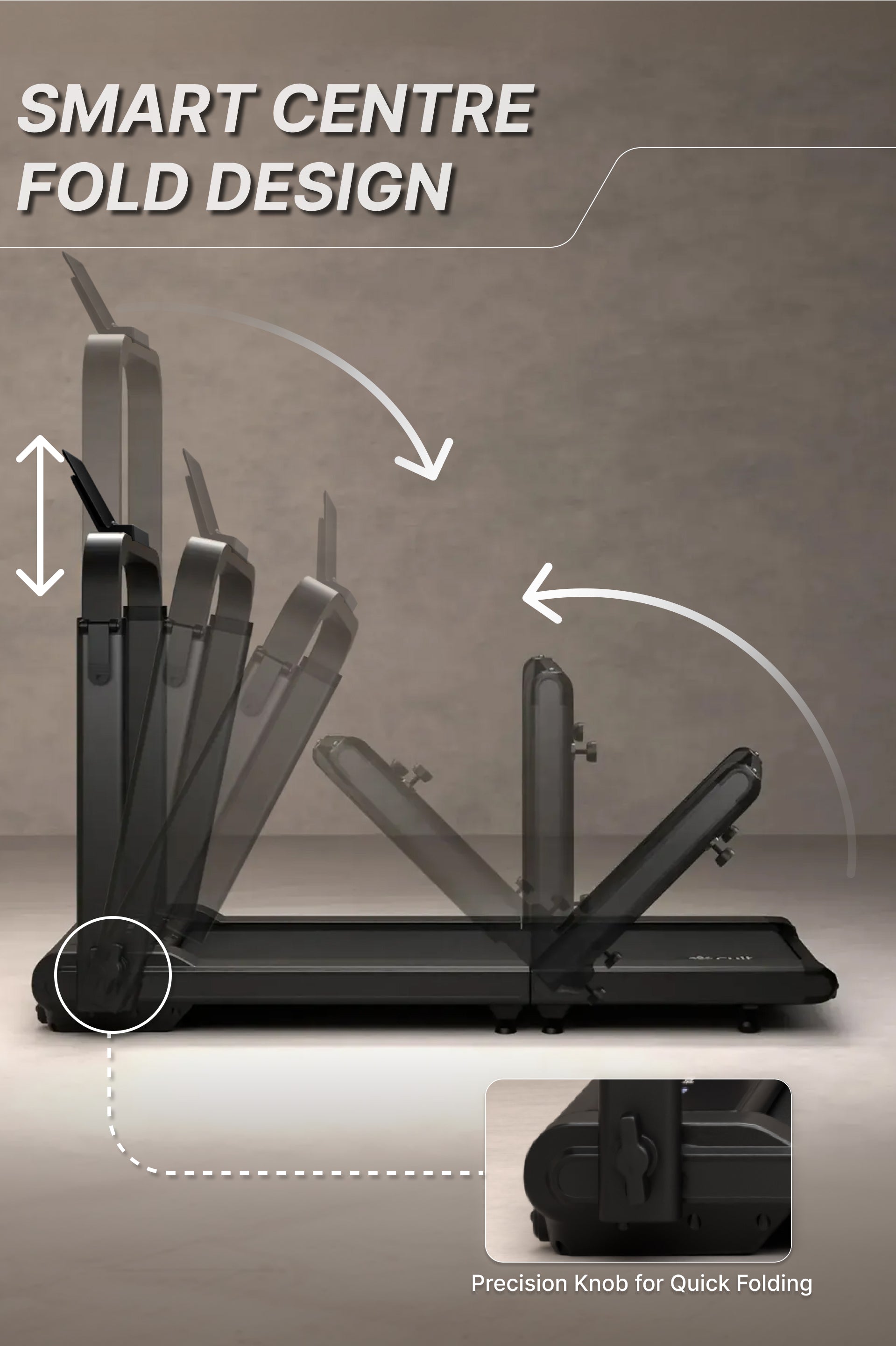 Cult Fold Plus Center-Folding Walking Pad with 5HP Motor with Easy Remote Control | Max User 130kg | Top Speed 6kmph | Running Deck 39.3 x 15.7 inches | Space Saving & Perfect for Home use Treadmill (with 6 Months Extended Warranty)