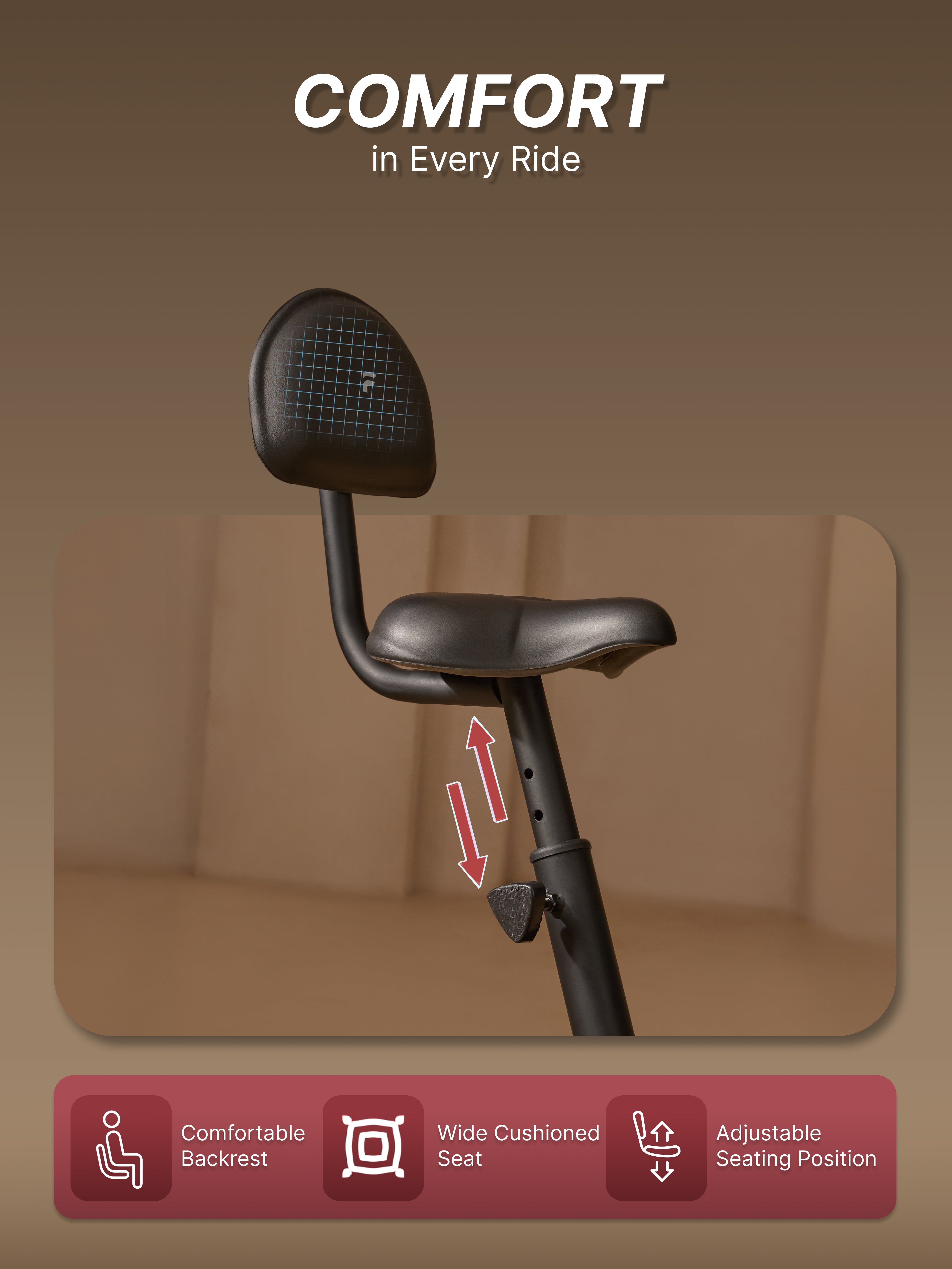 Fitkit Dual Action 2-in-1 Air Bike | Moving & Fixed Handles Exercise Cycle | Adjustable Seat & Anti-Slip Pedals | Direct Resistance | 120 kg Max Weight | Home Use Exercise Bike