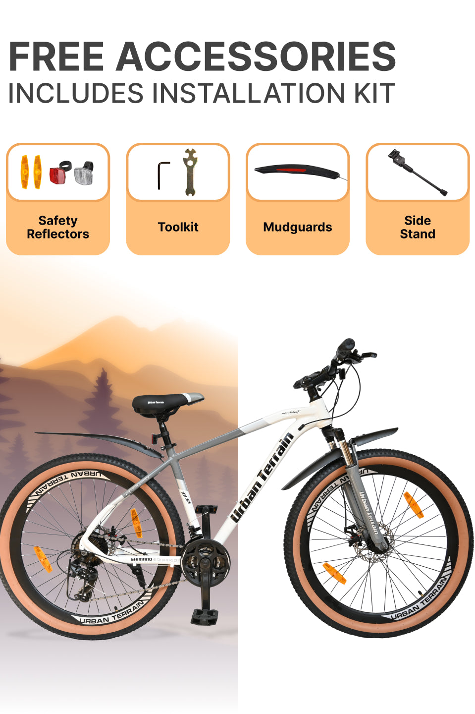 Aeroblast Mountain Bike Alloy Frame 21 Speed Cycle 27.5 inch With Front Suspension, Triple Wall Rim and Dual Disc Brakes, Ideal For 5.2 ft to 6 ft, 15+ Years, Unisex (WhiteGrey)