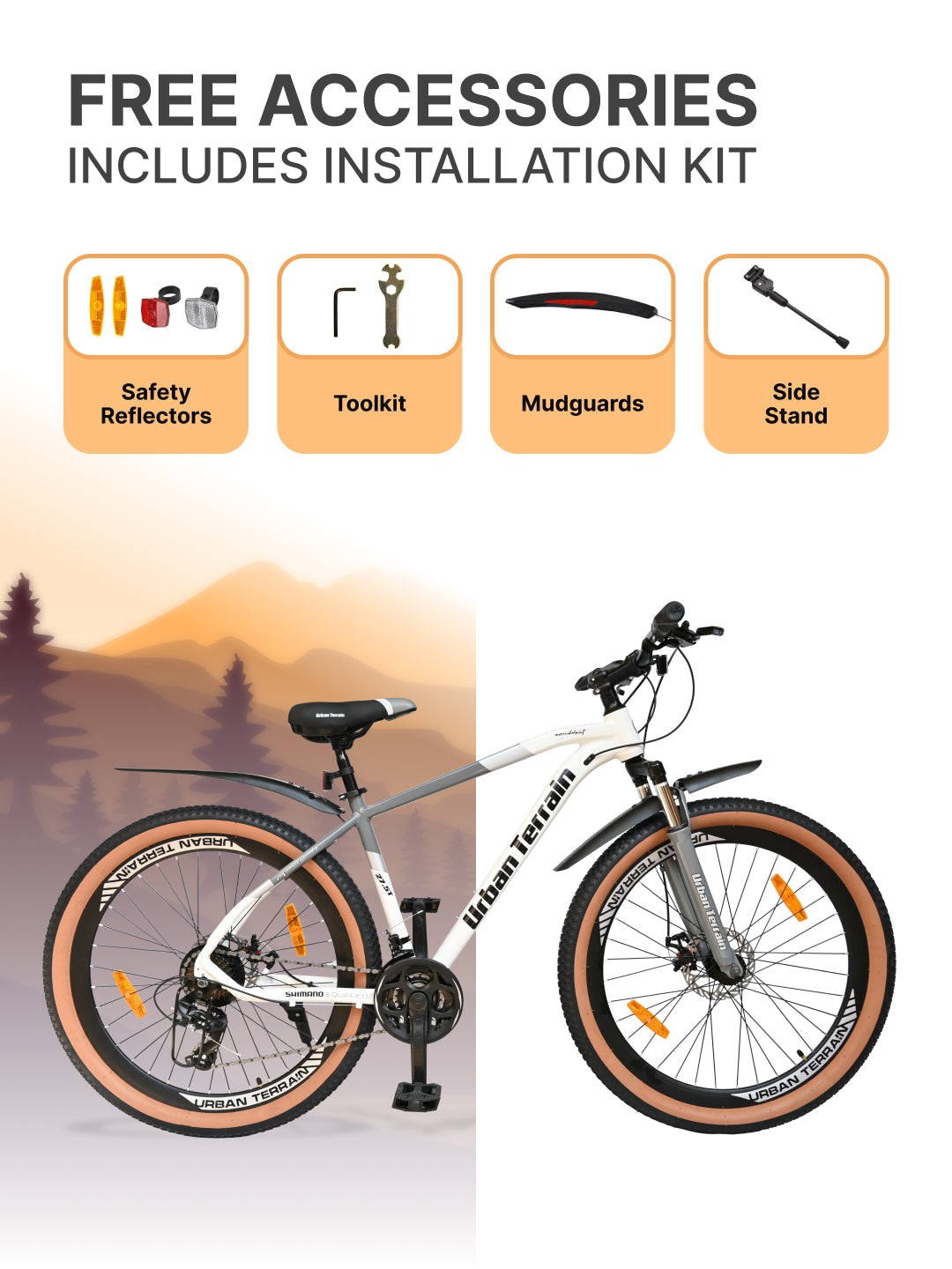 Aeroblast Mountain Bike Alloy Frame 21 Speed Cycle 27.5 inch With Front Suspension, Triple Wall Rim and Dual Disc Brakes, Ideal For 5.2 ft to 6 ft, 15+ Years, Unisex (WhiteGrey)