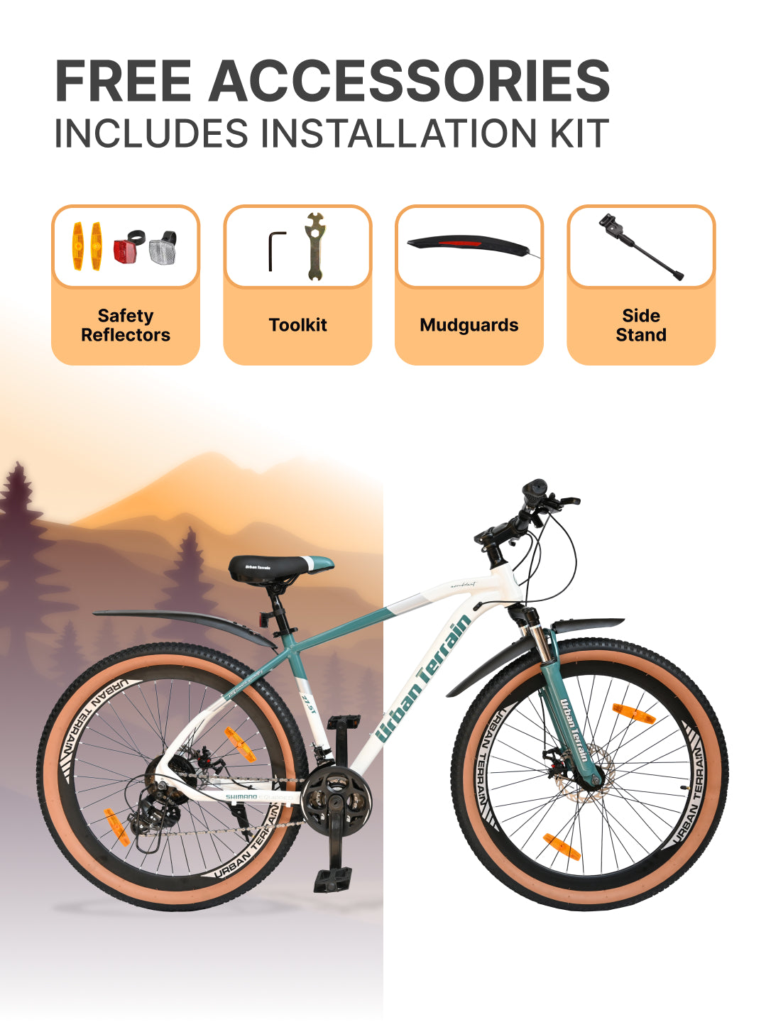 Aeroblast Mountain Bike Alloy Frame 21 Speed Cycle 27.5 inch With Front Suspension, Triple Wall Rim and Dual Disc Brakes, Ideal For 5.2 ft to 6 ft, 15+ Years, Unisex (WhiteBlue)